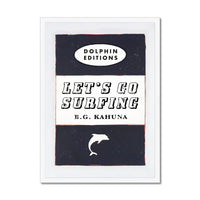 Let's Go Surfing Vintage Book Cover Art Print in black - Framed