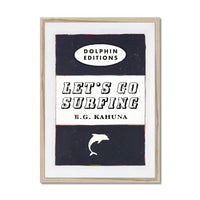 Let's Go Surfing Vintage Book Cover Art Print in black - Framed