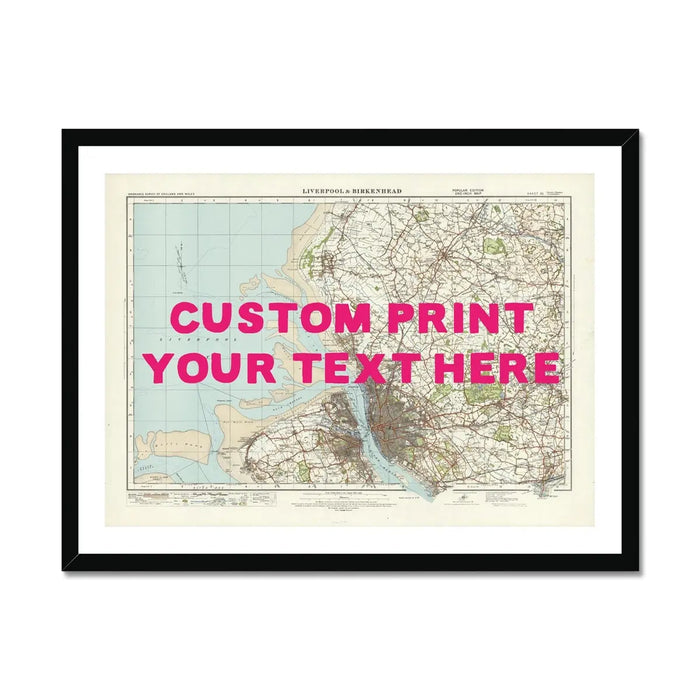 Custom Map Print of Liverpool | Personalised Map Print | Map Prints in Pink Wording - Framed Wall Art
