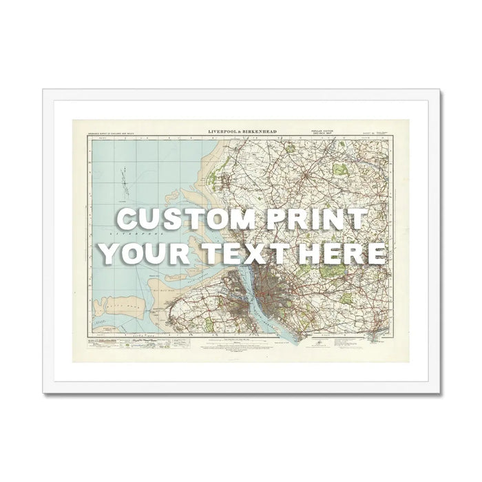 Custom map print of Liverpool | Personalised Map Print | Map Prints in white typography - Framed wall art