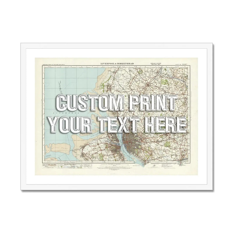 Map Prints of Liverpool | Personalised Map Print | Map Print in White font - Framed wall art