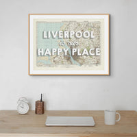 Liverpool is our Happy Place Art Print | Vintage Map Print of Liverpool - Unframed Wall Art