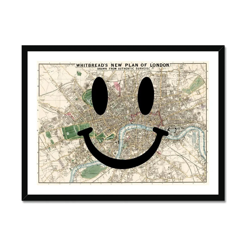 London Makes Me Happy (London Map) Vintage Map Art - Framed - Beach House Art