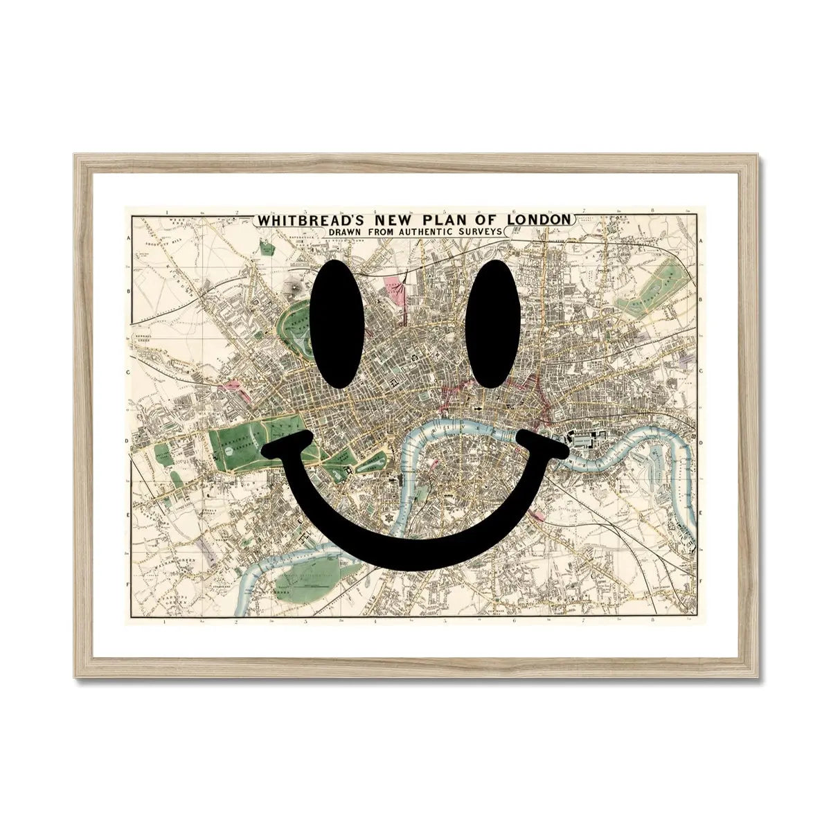 London Makes Me Happy (London Map) Vintage Map Art - Framed - Beach House Art