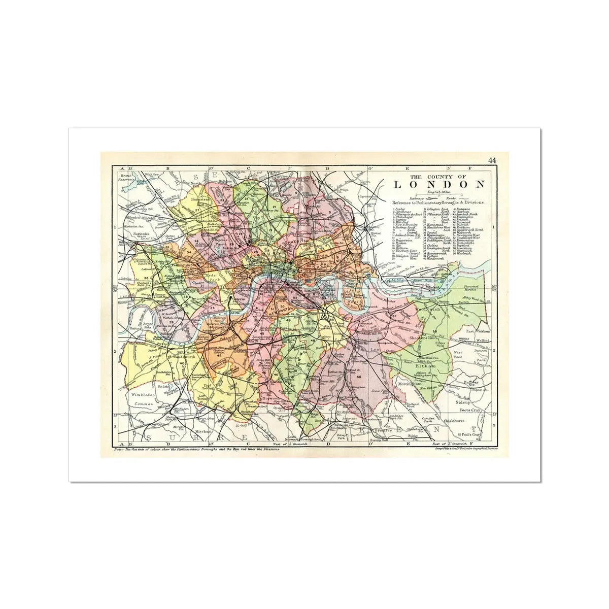 Map Print Of London | Vintage Map Print | London - Unframed