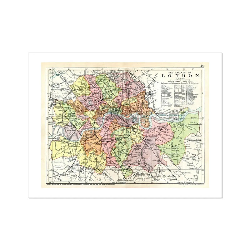 Map Print Of London | Vintage Map Print | London - Unframed