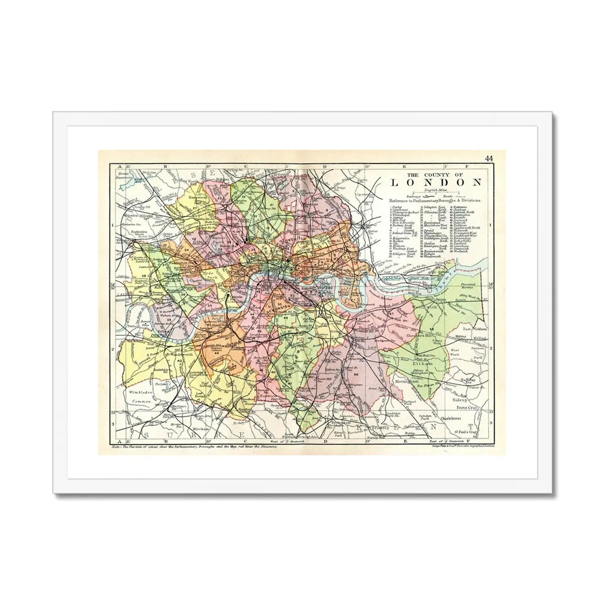Framed London Map Print | Vintage Map Print | London - Framed