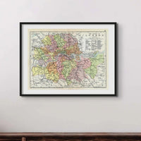 Framed London Map Print | Vintage Map Print | London - Framed