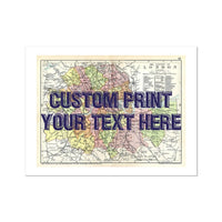 Framed personalised city map art print of London with navy font- Unframed Wall Art