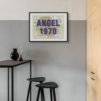 Framed personalised city map art print of London with navy font- Unframed Wall Art
