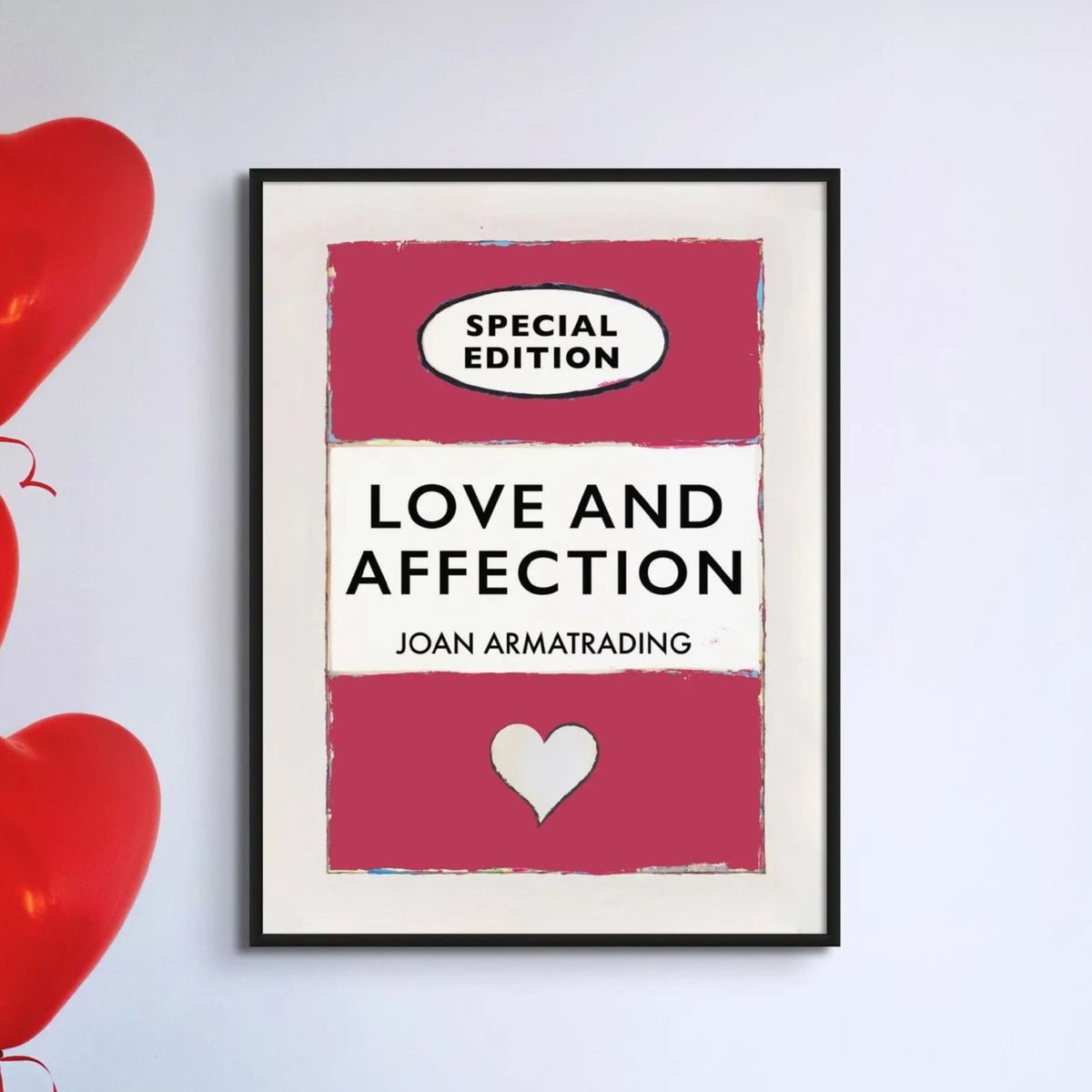 Love and Affection Song Lyric Book Cover Print in Red - Framed Wall Art