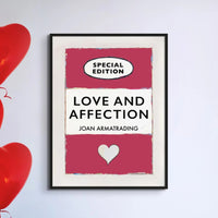 Love and Affection Song Lyric Book Cover Print in Red - Framed Wall Art