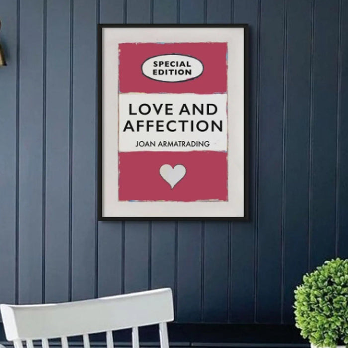 Love and Affection Song Lyric Book Cover Print in Red - Framed Wall Art