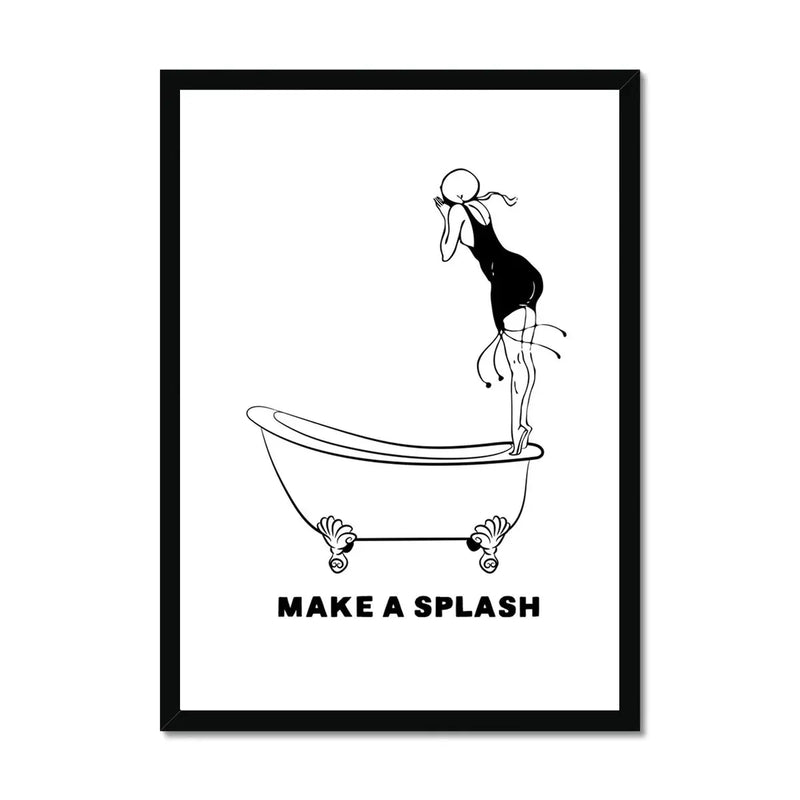 Make a Splash (White) Bathroom Word Art Print - Framed Wall Art 