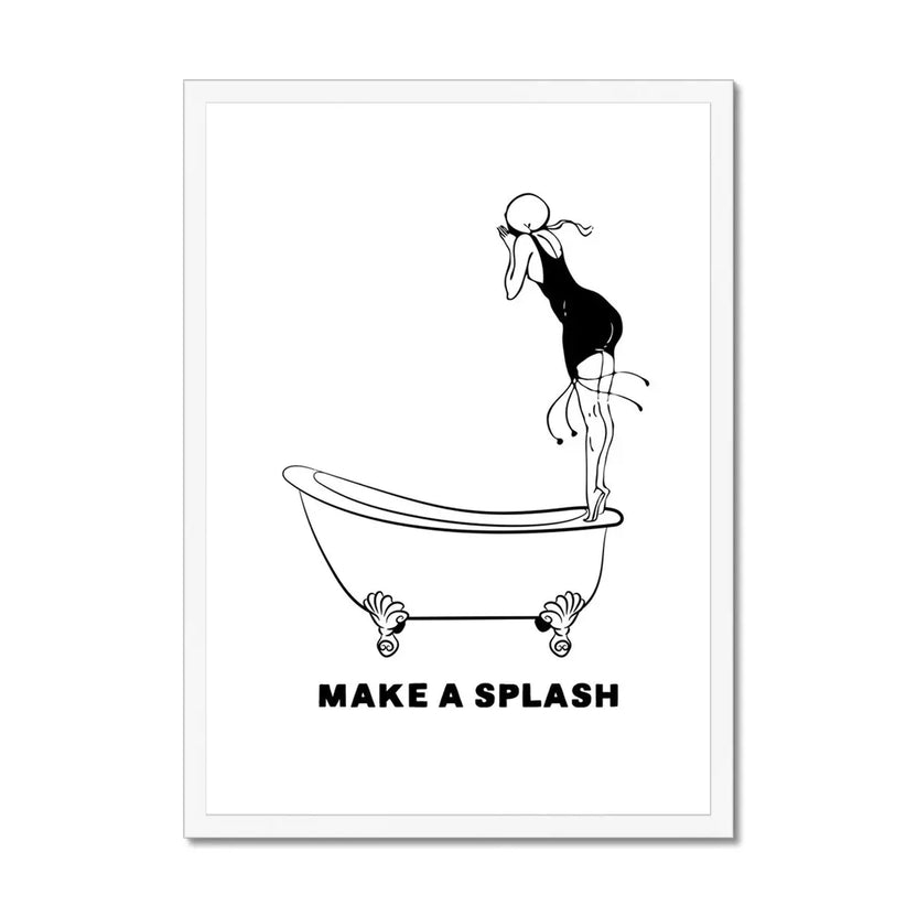 Make a Splash (White) Bathroom Word Art Print Framed Print - Beach ...