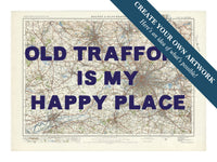 City map wall art featuring a personalised map print of Manchester with navy hand-drawn font - Unframed wall art