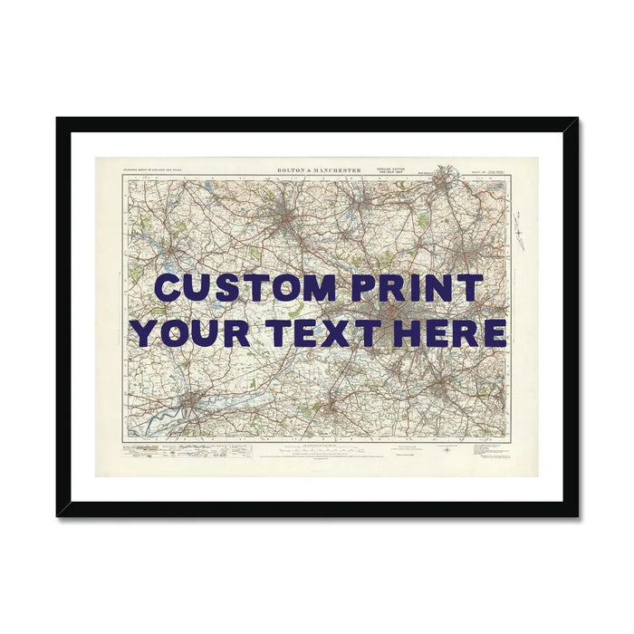 custom Map print of Manchester | Personalised Map Print | Map Prints in navy type - Framed wall art