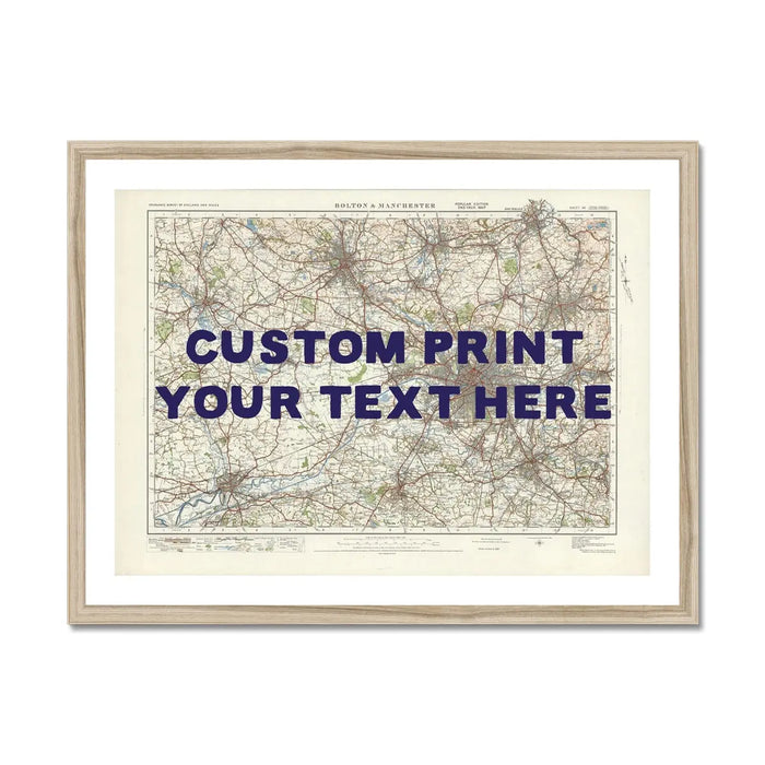 custom Map print of Manchester | Personalised Map Print | Map Prints in navy type - Framed wall art