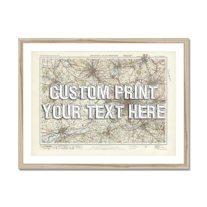 Map print of Manchester | Personalised Map Print | Map Prints with white font - Framed wall art
