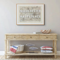 Manchester is our Happy Place Art Print | Vintage Map Print of Manchester - Framed Wall Art