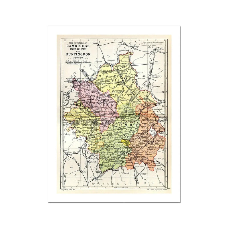 Map print of Cambridge | Vintage Map of Cambridge Print - Unframed Wall Art