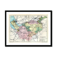 Map Print of Cheshire | Colourful Vintage Map of Cheshire Print - Framed Wall Art