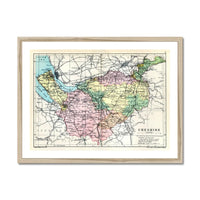 Map Print of Cheshire | Colourful Vintage Map of Cheshire Print - Framed Wall Art