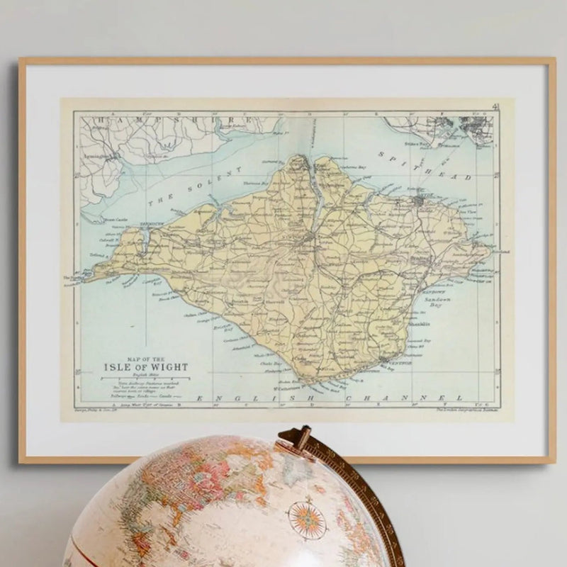 Vintage Map Print of Isle of Wight - Unframed Wall Art
