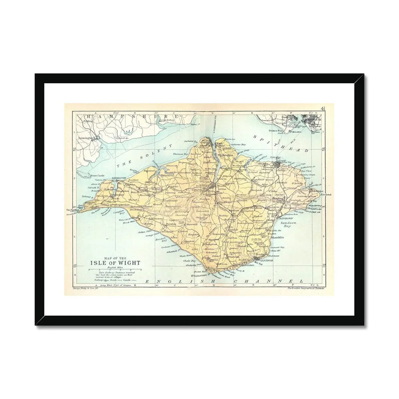 Map Print of the Isle of Wight | Vintage Map of Isle of Wight Print - Framed Wall Art