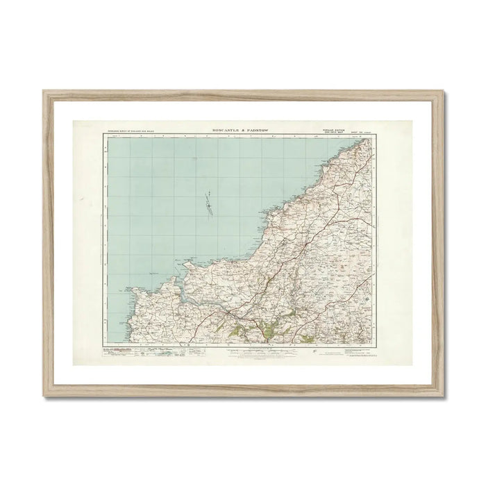 Map Print of North Cornwall | Detailed Vintage Map of North Cornwall Print - Framed Wall Art