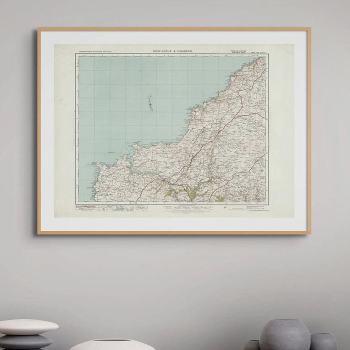 Map Print of North Cornwall | Detailed Vintage Map of North Cornwall Print - Framed Wall Art