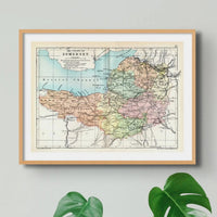 Vintage Map Print of Somerset - Framed Wall Art