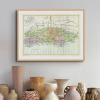 Map Print of Sussex | A detailed Vintage Map of Sussex Printed on quality paper - Framed Wall Art