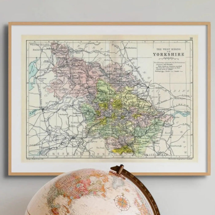 Map Print of West Riding | Detailed Vintage Map of West Yorkshire Printed on paper - Framed Map of Yorkshire