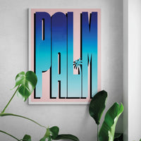 Neon Blue Palm: Word Art - Unframed - Beach House Art