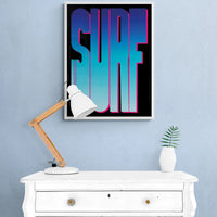 Neon Blue Surf: Word Art - Unframed - Beach House Art