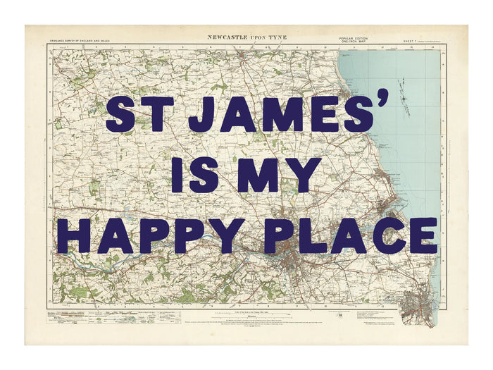 Newcastle Personalised Map Print | Custom Map of Newcastle | Navy Hand Drawn Font - Unframed Wall Art