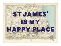 Newcastle Personalised Map Print | Custom Map of Newcastle | Navy Hand Drawn Font - Unframed Wall Art
