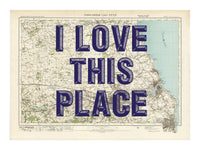 Newcastle Personalised Map Print | Custom Map of Newcastle | Navy Vintage Font - Unframed Wall Art