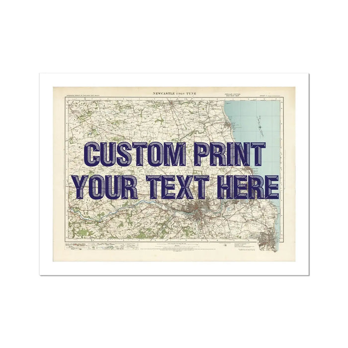 Newcastle Personalised Map Print | Custom Map of Newcastle | Navy Vintage Font - Unframed Wall Art