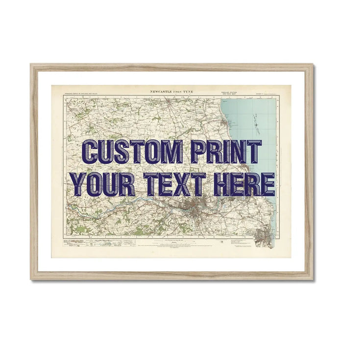 Newcastle Personalised Map Print | Custom Map of Newcastle | Navy Vintage Font - Framed Wall Art