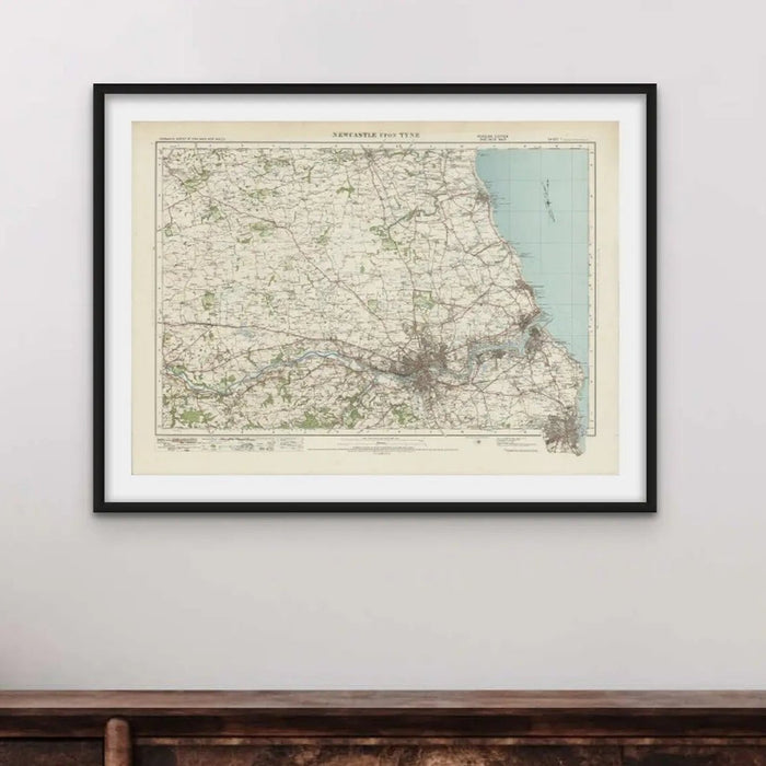 Newcastle Vintage Map Print | Map Print of Newcastle - Framed Wall Art