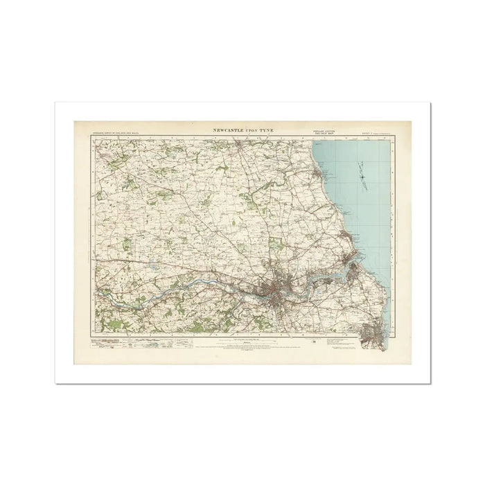 Newcastle Vintage Map Print | Map Print of Newcastle - Unframed Wall Art