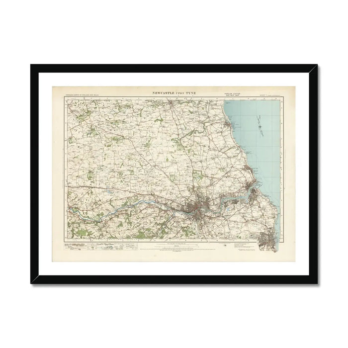 Newcastle Vintage Map Print | Map Print of Newcastle - Framed Wall Art