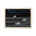 Seascape Painting - Modern Coastal Art Print in blue - Artwork of boats and the sea - Unframed Wall Art