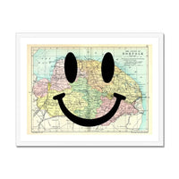 Norfolk Makes Me Smile (Norfolk Map) Vintage Map Art - Framed - Beach House Art