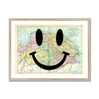 Norfolk Makes Me Smile (Norfolk Map) Vintage Map Art - Framed - Beach House Art