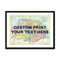 Coastal wall art featuring a personalised vintage map print of Norfolk with pink font - Framed wall art