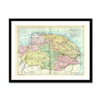 Norfolk Vintage Map (Norfolk Map) Vintage Map Art - Framed - Beach House Art