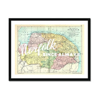 Norfolk Since Always (Norfolk Map) Vintage Map Art - Framed - Beach House Art